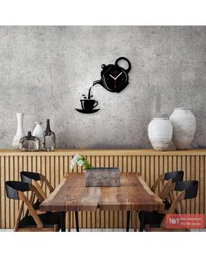 3D настінний годинник для кухні - Чайник та кружка кави - Time Decor 569