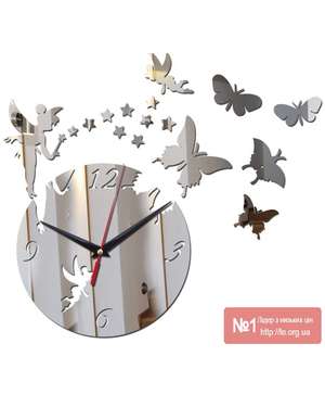 Дзеркальний декоративний настінний годинник - Фея і чарівні метелики Time Decor 620