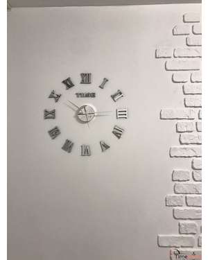 Великий настінний 3D годинник - античного стилю, римські цифри, зображення 2