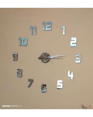 Великий, об'ємний - настінний 3D годинник. Дзеркальна поверхня, зображення 2