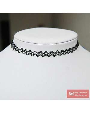 Чорний тату чокер - плетене намисто, кольє, зображення 2