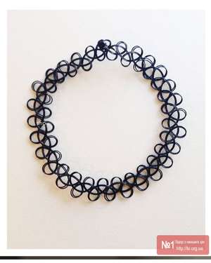 Чорний тату чокер - плетене намисто, кольє, зображення 4