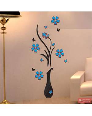 Декоративні пластикові наклейки квіти у вазі з метеликами, зображення 10