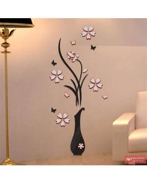 Декоративні пластикові наклейки квіти у вазі з метеликами, зображення 11