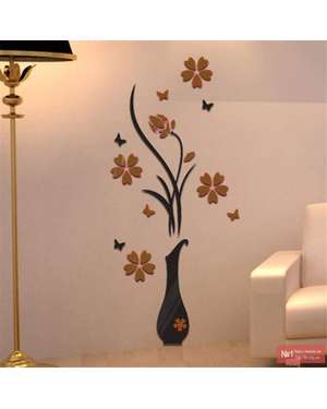 Декоративні пластикові наклейки квіти у вазі з метеликами, зображення 9