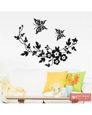 Декоративні наклейки квіти і метелики 110117-10, зображення 1