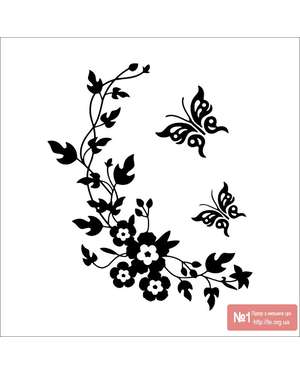 Декоративні наклейки квіти і метелики 110117-10, зображення 3