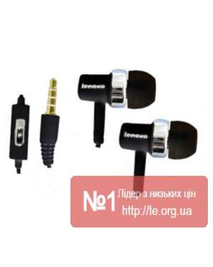 Вакуумні навушники Lenovo 206 Black з мікрофоном, зображення 2