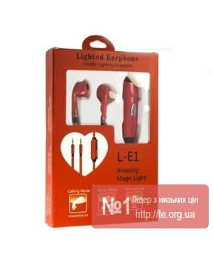 Сяючі навушники Lighted Earphone L-E1 з мікрофоном, зображення 3