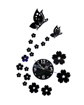 Декоративний настінний 3D годинник з метеликами і квітами, зображення