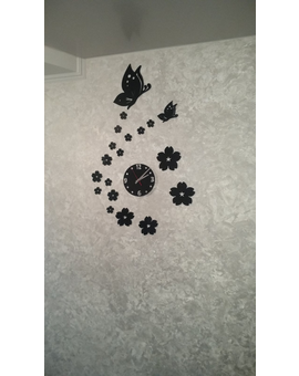 Декоративний настінний 3D годинник з метеликами і квітами, зображення 1