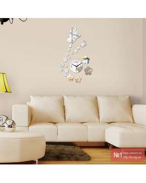 Декоративний настінний 3D годинник з метеликами і квітами, зображення 3