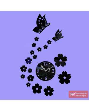 Декоративний настінний 3D годинник з метеликами і квітами, зображення 4