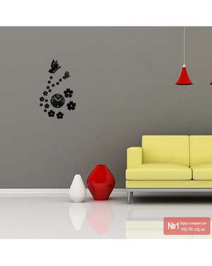 Декоративний настінний 3D годинник з метеликами і квітами, зображення 5