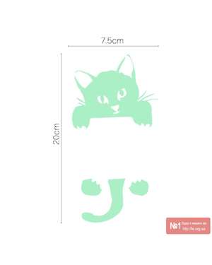 Сяюча в темряві наклейка - стікер на вимикач, розетку (Котик), зображення 2