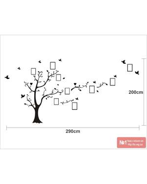Вінілова наклейка - Родове дерево з фоторамками та пташками, зображення 6