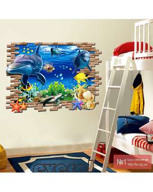 Вінілова наклейка - Дельфін 3D, зображення 1