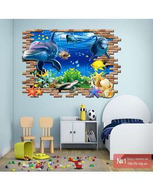 Вінілова наклейка - Дельфін 3D, зображення 2