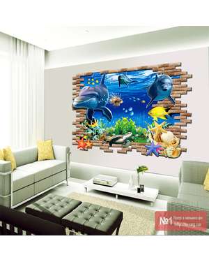 Вінілова наклейка - Дельфін 3D, зображення 3