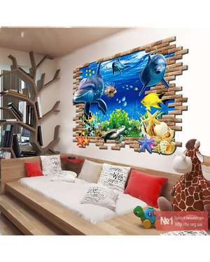 Вінілова наклейка - Дельфін 3D, зображення 4