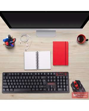Комплект безпровідна ігрова клавіатура + мишка Gaming S-Shaped 2.4G HK6500, зображення 3