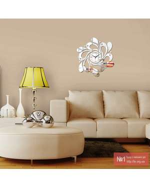 Дзеркальний декоративний 3D настінний годинник 500, зображення 2