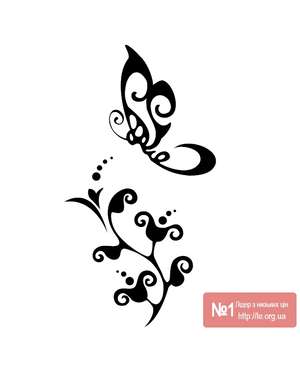 Метелик на гілочці - вінілова наклейка, зображення 1