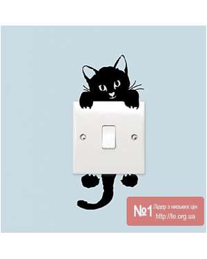 Наклейка Котик на розетку, вимикач, зображення 1