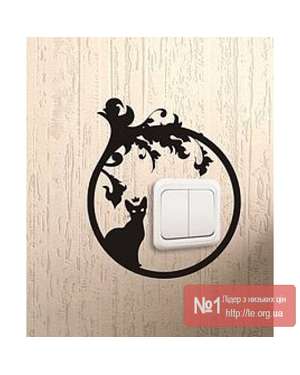 Наклейка Котик та рамка на розетку, вимикач, зображення 1