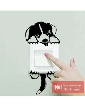 Наклейка щеня - собачка на розетку, вимикач, зображення 1