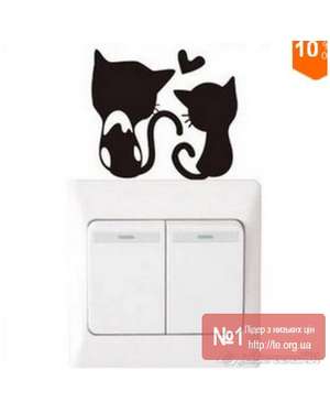Наклейка котики та серце на розетку, вимикач, зображення 1