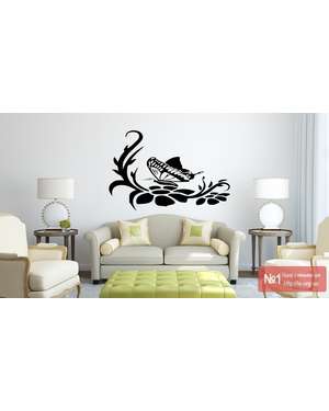 Наклейка метелик на квітці для стін, меблів та ін., зображення 1