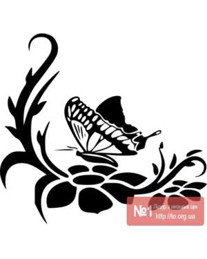 Наклейка метелик на квітці для стін, меблів та ін., зображення 2