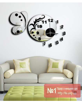 Дзеркальний настінний 3D годинник з метеликом 547, зображення 6