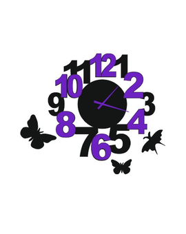 3D настінний годинник з цифрами та метеликами 548