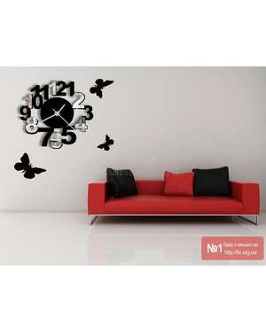 3D настінний годинник з цифрами та метеликами 548, зображення 5