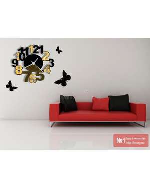 3D настінний годинник з цифрами та метеликами 548, зображення 6