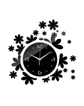 Безшумний дзеркальний настінний годинник - Квіточки 554