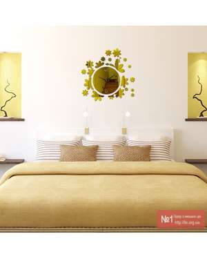 Безшумний дзеркальний настінний годинник - Квіточки 554, зображення 5