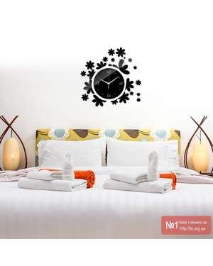 Безшумний дзеркальний настінний годинник - Квіточки 554, зображення 6