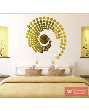 Безшумний дзеркальний 3D настінний годинник - Павлин 556, зображення 3