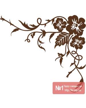 Наклейка - Кутовий квітковий узор для фасадів меблів, стін, дзеркал та ін, зображення 5