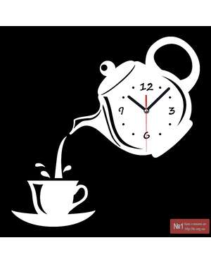 3D настінний годинник для кухні - Чайник та кружка кави 569, зображення 4