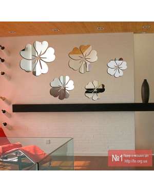 3D Дзеркальні наклейки квіти, цветы на стіни, стелю, меблі (5шт.), зображення 5