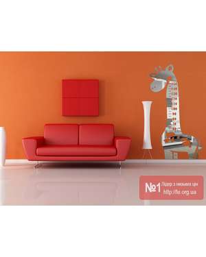 Велика наклейка ростомір - Жираф на стіну, зображення 2