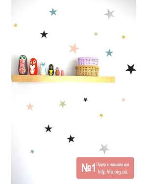 Різнокльорові наклейки зірочки на стелю, стіни, меблі - Time Decor 609, зображення 5