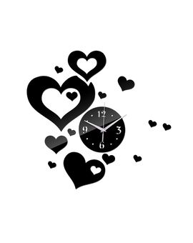 Дзеркальний декоративний настінний годинник - Серця 612