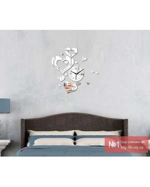 Дзеркальний декоративний настінний годинник - Серця 612, зображення 5