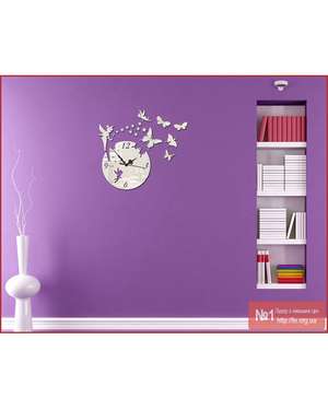 Дзеркальний декоративний настінний годинник - Фея і чарівні метелики 620, зображення 6