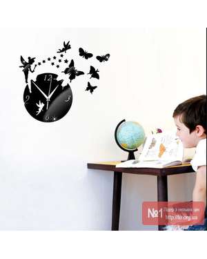 Дзеркальний декоративний настінний годинник - Фея і чарівні метелики 620, зображення 8